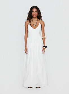 Adriela Pleat Maxi Dress White