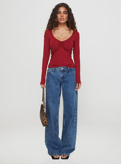 Solitaire Long Sleeve Top Burgundy