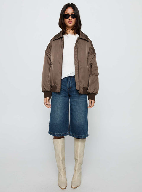 Say Less Bomber Jacket Dark Brown