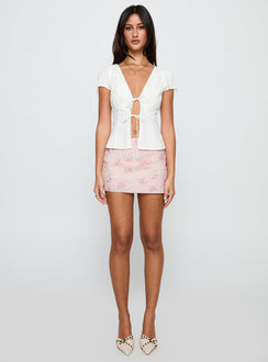   front view of model wearing Princess Polly Piazia Mini Skirt Multi Floral Mini Skirts 