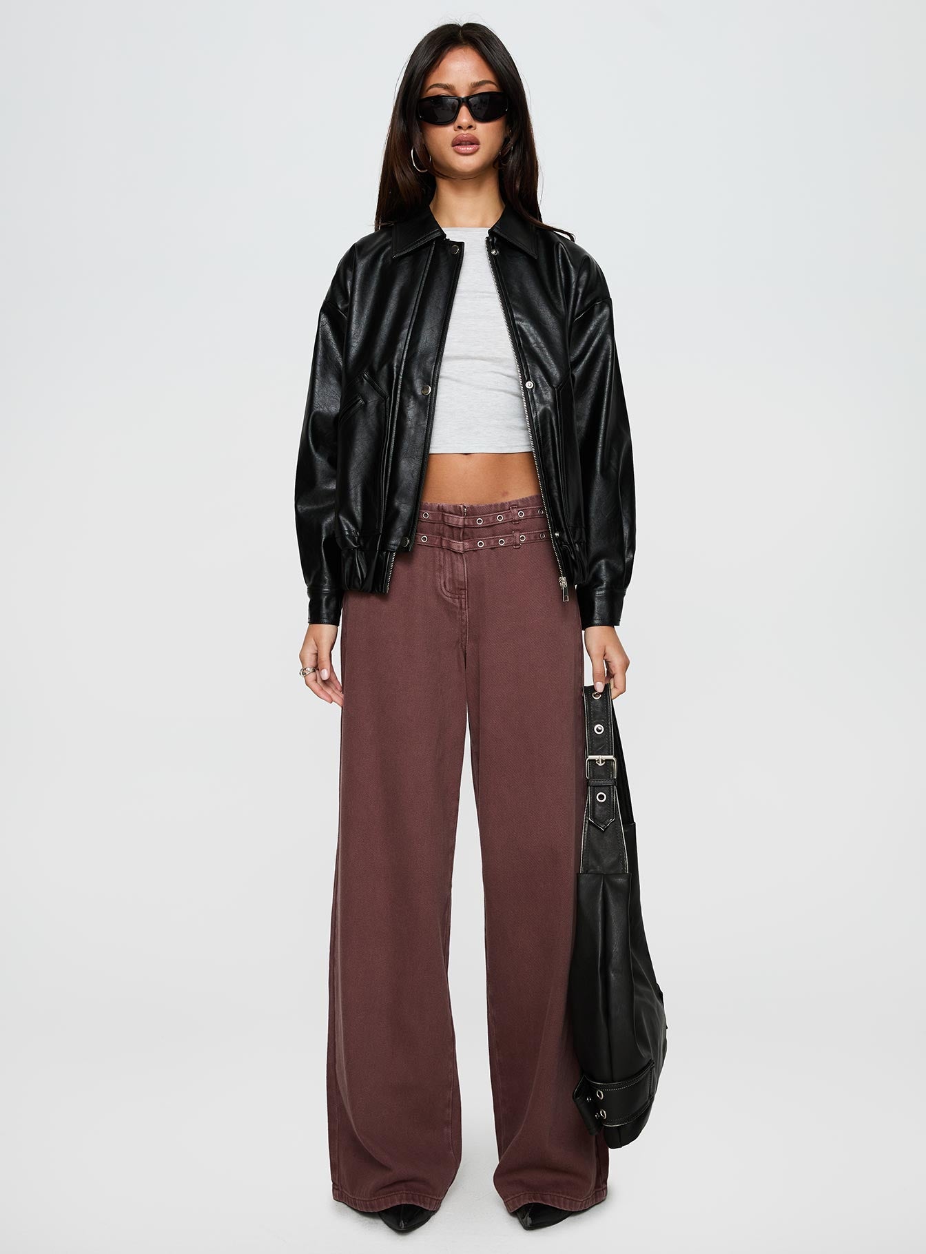 Your Moment Faux Leather Bomber Jacket Black