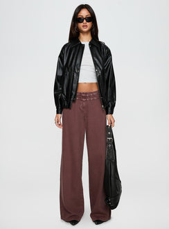 Your Moment Faux Leather Bomber Jacket Black