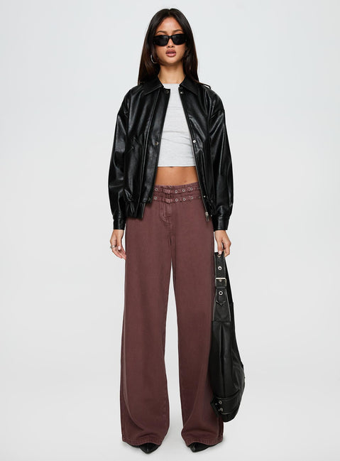 Your Moment Faux Leather Bomber Jacket Black