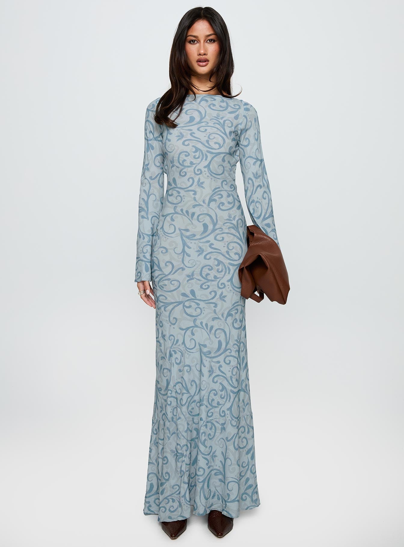 Miss Your Touch Backless Maxi Dress Blue Multi