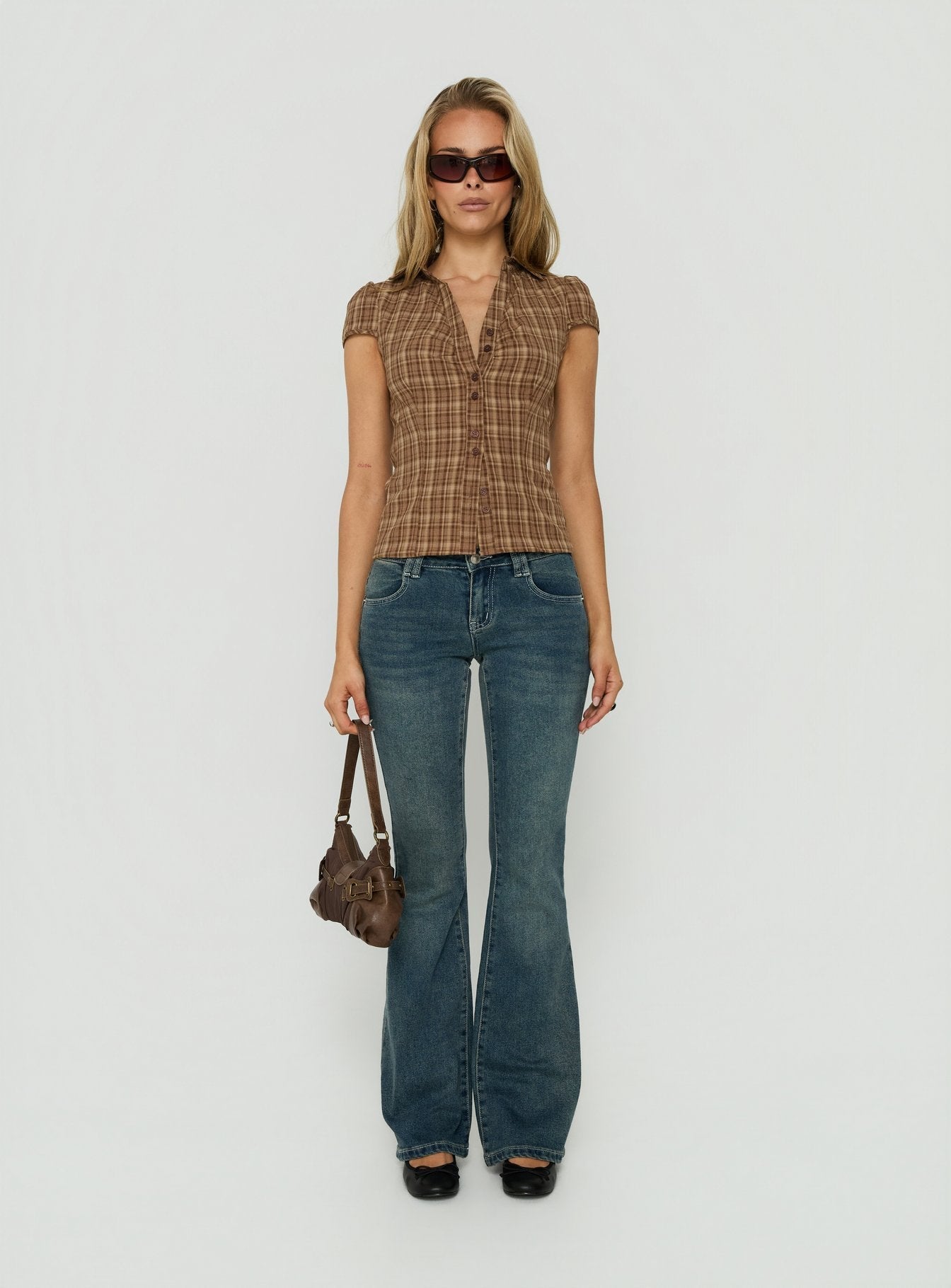 Arianwyn Short Sleeve Shirt Brown Check