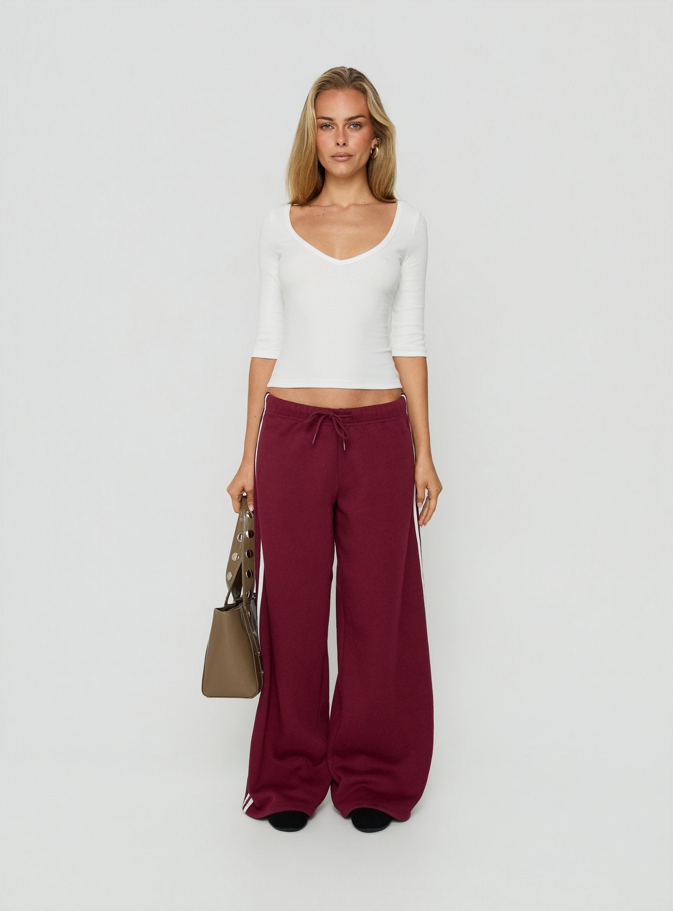 Kennah Wide Leg Sweat Pants Cherry