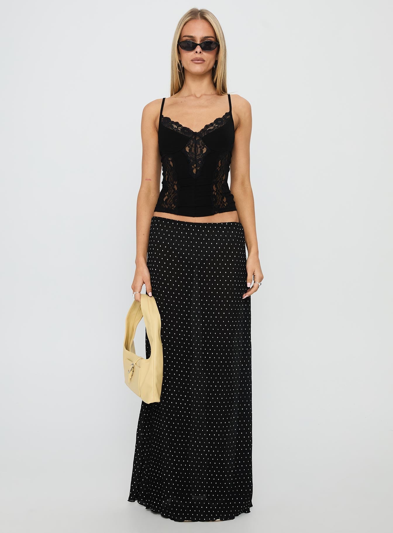 Rhiara Lace Trim Top Black