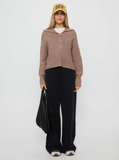 Bankside Collared Knit Sweater Brown