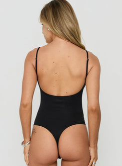 Daily Define Thin Strap Low Back Bodysuit Black