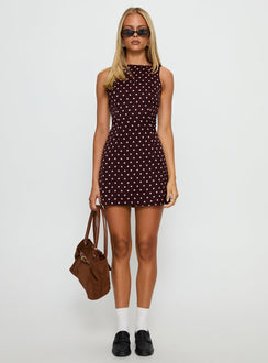 Kherin Boat Neck Romper Wine Polka