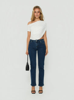 How About Now Drape Off Shoulder Top White