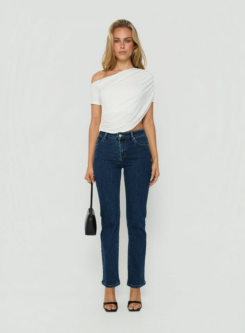 How About Now Drape Off Shoulder Top White