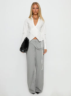 Jolanna Long Sleeve Wrap Top White