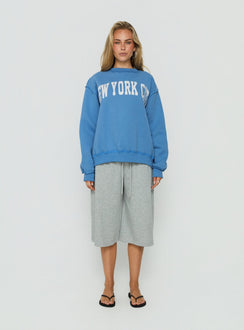 When In New York City Oversized Jumper Blue