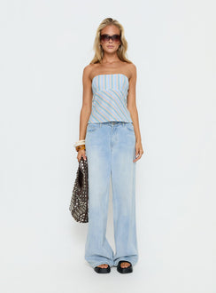 Elery Strapless Top Blue Stripe