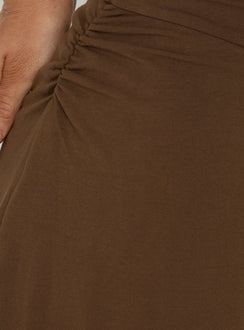 Possie Layered Jersey Mini Dress Brown