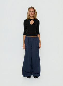 Find the Lunea Concealed Waistband Pants Navy in womens-regular-pants with high-rise on-body Princess Polly