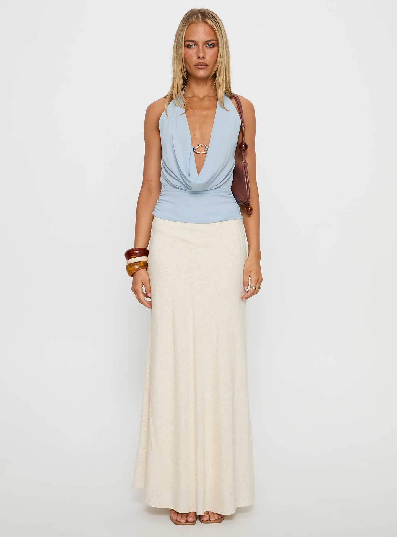 Treat You Better Plunge Hardware Detail Top Blue