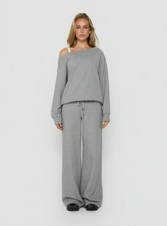 Wellness Off The Shoulder Jumper Dark Grey Marle
