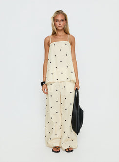 Bellara Tie Waist Pants Yellow Polka