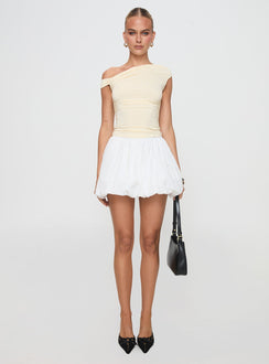   front view of model wearing Princess Polly Anglaise Bubble Hem Mini Skirt White Mini Skirts Skirts 