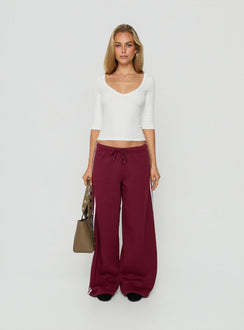 Baseline Rib V Neck 3/4 Sleeve Top White