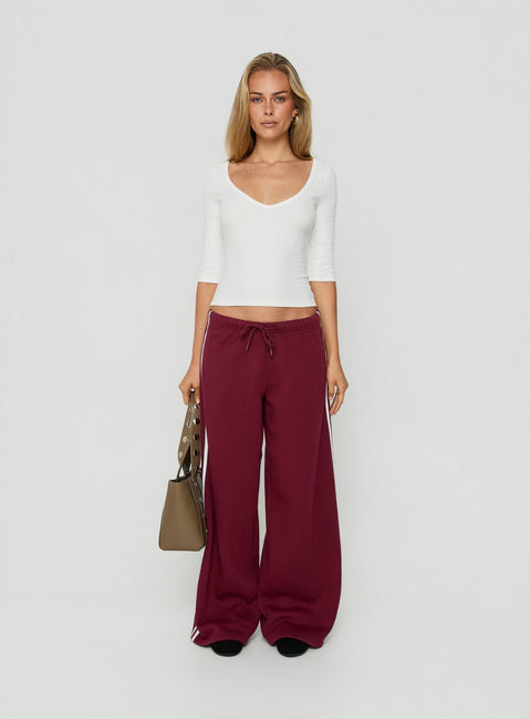 Baseline Rib V Neck 3/4 Sleeve Top White
