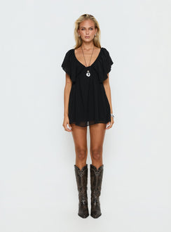 Sun Spirit Plunge Flowy Playsuit Black