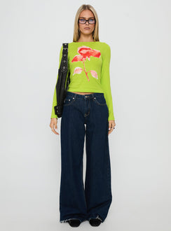 Innerblooms Long Sleeve Graphic Top Lime Green