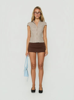 Arianwyn Short Sleeve Shirt Brown Multi Stripe