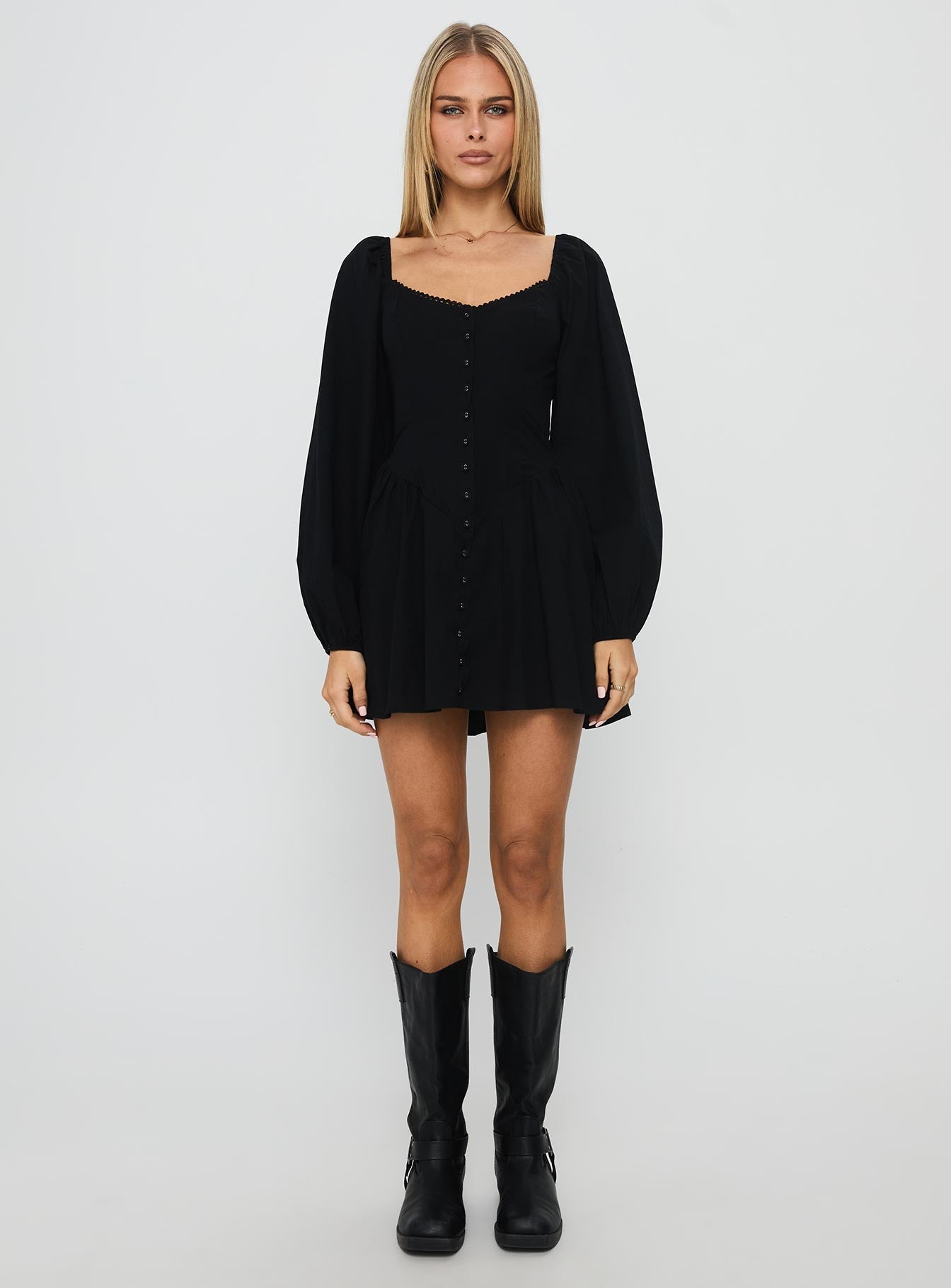 Toulouse Long Sleeve Mini Dress Black