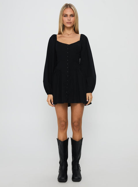 Toulouse Long Sleeve Mini Dress Black
