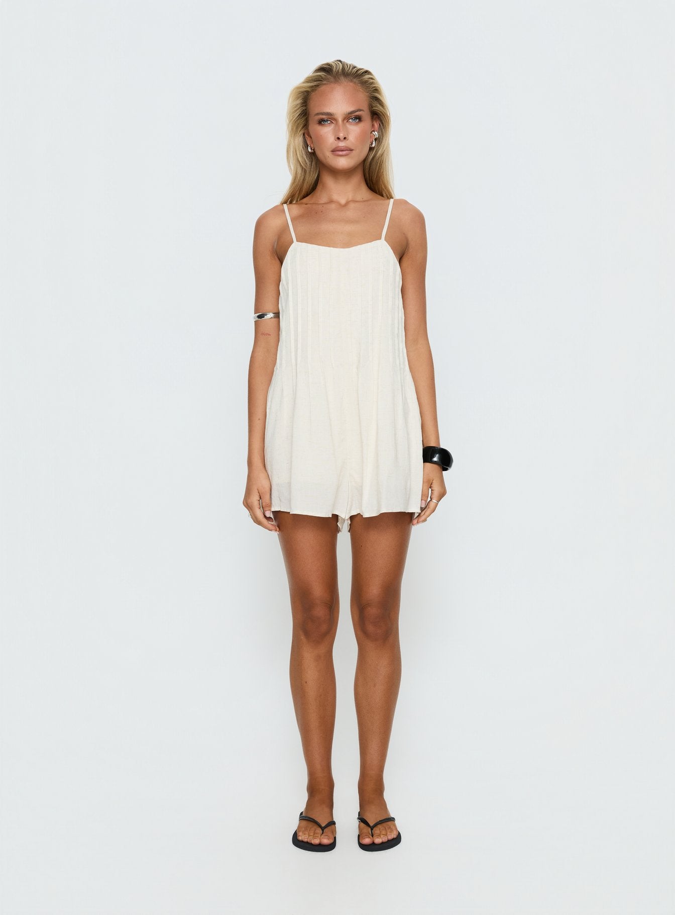 Avielle Relaxed Sleeveless Playsuit Beige