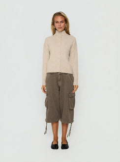 Klaura Funnel Neck Cardigan Oat