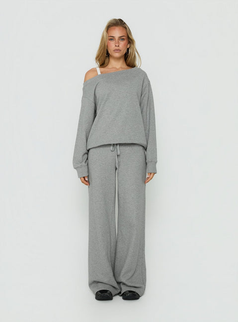 Dodie Wide Leg Pants Dark Grey Marle