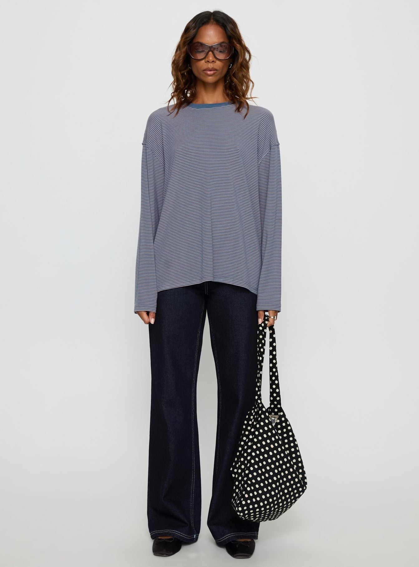 Avriana Long Sleeve Top Blue Stripe