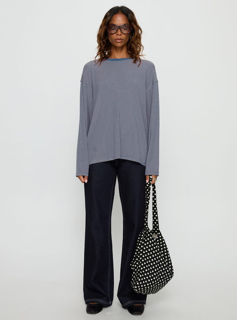 Avriana Long Sleeve Top Blue Stripe