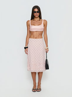 Clarabella Frill Midi Skirt Pink Polka Dot