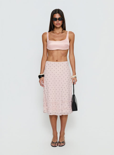 Clarabella Frill Midi Skirt Pink Polka Dot