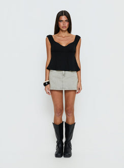 Nicolina Low Rise Denim Mini Skirt Washed Grey