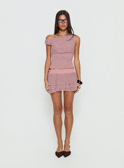 Ready To Party Off Shoulder Top Pink / Black Polka