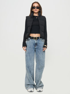 Puffer vest Classic collar, exposed zip fastening, drawstring at waist, twin hip pockets with zip closure  Non-stretch material, fully lined  Princess Polly Lower Impact 