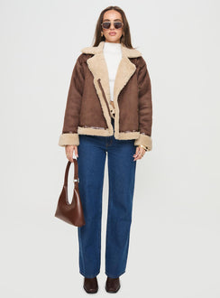 Shearling jacket Classic collar, exposed zip fastening, twin pockets with zip closure, buckle detail Non-stretch material, shearling lining
