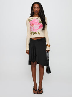   front view of model wearing Princess Polly Esmeray Skirt Black Midi Skirts 