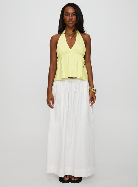 Just Want You Halter Floral Cut Out Top Yellow