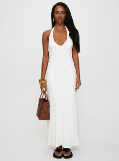 Salone Linen Halter Maxi Dress White