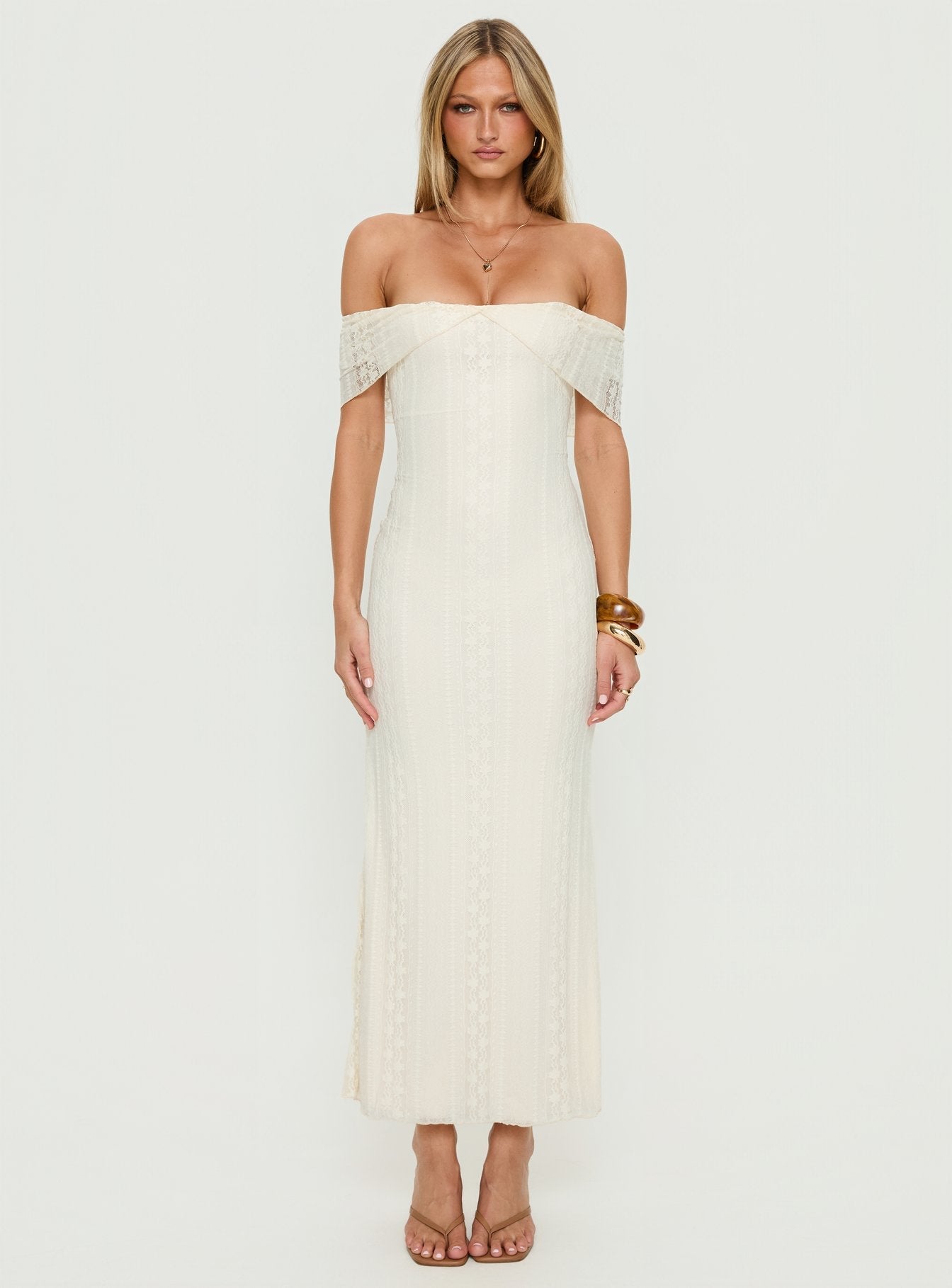 ladonna midi dress Ladonna Off Shoulder Maxi Dress Cream