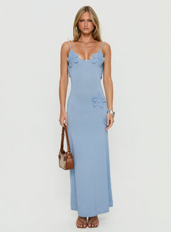 Wanderluster Knit Maxi Dress Blue Shimmer