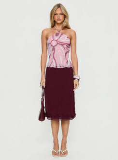 Mayble Arrow Neck Top Pink Swirl