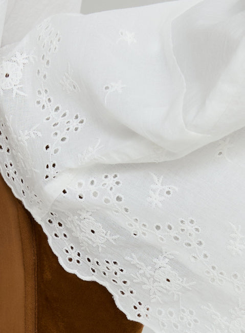 Kissed Chaos Broderie Anglais Tie Waist Pants White